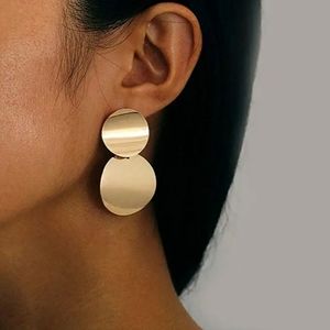 Round Disc Drop Earrings